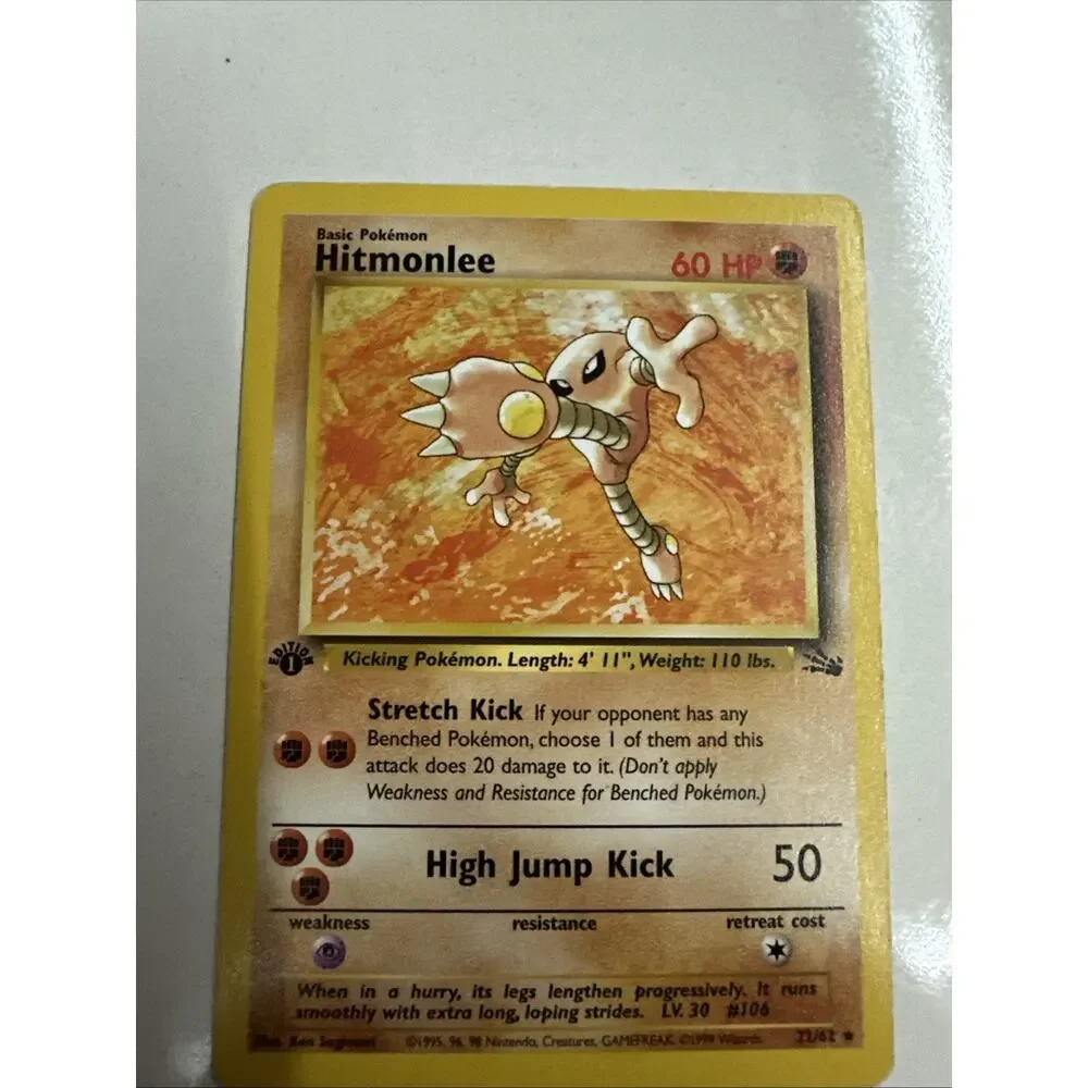 1999 Pokemon Fossil Hitmonlee 22/62 1st Edition Fighting Rare Non Holo WOTC MP